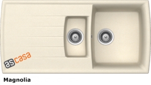 Schock Lotus D-150 A Einbau/Auflage, INKL. GLASSCHNEIDBRETT UND RESTESCHALE, Magnolia