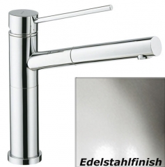 Systemceram KeraDomo TREND Einhebelmischer mit Schlauchbrause, Hochdruck, Edelstahlfinish