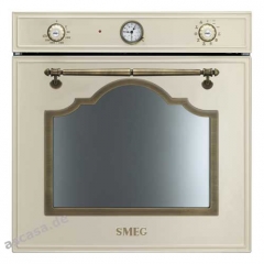 SMEG SF750PO Nostalgie-Einbaubackofen Multifunktion, Creme/Messing Antik, Energieeffizienzklasse A, mit 5 Jahren Garantie!