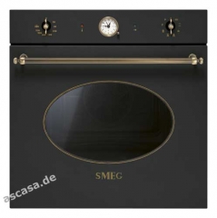 SMEG SFP805AO Nostalgie Einbaubackofen Multifunktion, Anthrazit / Messing Antik, Energieeffizienzklasse A, mit 5 Jahren Garantie!