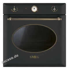 SMEG SF855AO Nostalgie Einbaubackofen Multifunktion, Anthrazit / Messing Antik, Energieeffizienzklasse A, mit 5 Jahren Garantie!