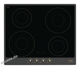 SMEG PI764AO Nostalgie Glaskeramikkochfeld, Induktion, Anthrazit/Messing antik, 60 cm, mit 5 Jahren Garantie!