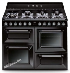 SMEG TR4110 BLD1 Kochzentrum, Gaskochfeld, Schwarz, 110 cm, EEK: A, mit 5 Jahren Garantie!