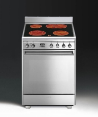 SMEG CX68CM8 Elektrostandherd, Glaskeramik, Edelstahl, 60 cm, Energieeffizienzklasse A, mit 5 Jahren Garantie!