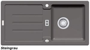 Franke Strata STG 614 Fragranit DuraKleen Plus, Siebkorb Stopfen, Farbe Steingrau, 114.0197.797