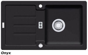 Franke Strata STG 614-78 Fragranit DuraKleen Plus, Siebkorb Excenter, Farbe Onyx, 114.0303.677