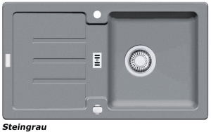 Franke Strata STG 614-78 Fragranit DuraKleen Plus, Siebkorb Stopfen, Farbe Steingrau, 114.0303.671