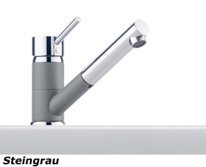 Franke Sinta Einhebelmischer Zugauslauf Niederdruck, Bi-Color Chrom/Steingrau, 115.0297.508