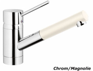 Systemceram KeraDomo SCOPE Einhebelmischer mit Handbrause, Hochdruck, Farbe Chrom/Magnolie