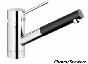 Systemceram KeraDomo SCOPE Einhebelmischer mit Handbrause, Hochdruck, Farbe Chrom/Schwarz