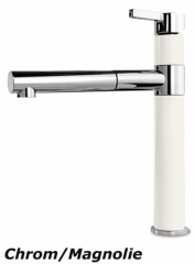 Systemceram KeraDomo SNELLA Einhebelmischer mit Handbrause, Hochdruck, Farbe Chrom/Magnolie