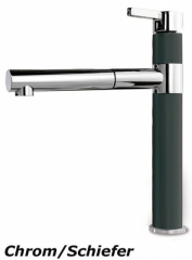 Systemceram KeraDomo SNELLA Einhebelmischer mit Handbrause, Hochdruck, Farbe Chrom/Schiefer