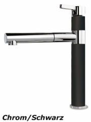 Systemceram KeraDomo SNELLA Einhebelmischer mit Handbrause, Hochdruck, Farbe Chrom/Schwarz