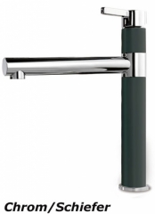 Systemceram KeraDomo SNELLA Einhebelmischer, Hochdruck, Farbe Chrom/Schiefer