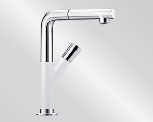 Blancoyovis-S Silgranit-Look, Hochdruck, Schlauchbrause, Farbe silgranitwei/chrom, 518295