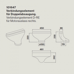 Falmec Verbindungselement, Doppelabsaugung rechts, 101647