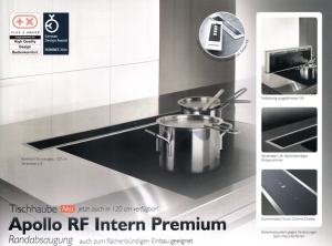 Silverline Apollo RF Intern Premium ARIT 114 S Tischhaube, 120 cm Edelstahl/Schwarzglas. Mit 5 Jahren Garantie!