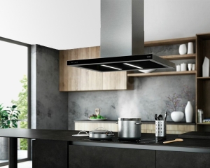 homeier Vento HIH 90 VE-S, Inselhaube schwarz, Abluft, 90 cm, 1401000, Mit 5 Jahren Garantie