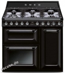 SMEG TR93 BLD Kochzentrum, Gaskochfeld, Schwarz, 90 cm, EEK: A/B, mit 5 Jahren Garantie!