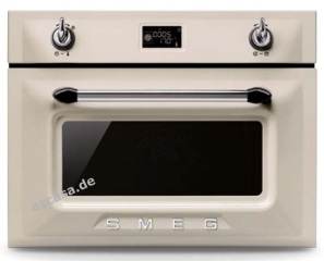 SMEG SF4920MCP1 Nostalgie Einbau-Kompakt-Mikrowellenbackofen, Creme, mit 5 Jahren Garantie!