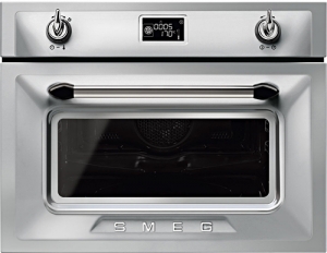 SMEG SF4920MCX1 Nostalgie Einbau-Kompakt-Mikrowellenbackofen, Edelstahl, mit 5 Jahren Garantie!