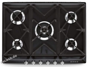 SMEG SR975NGHD Nostalgie-Gaskochfeld, Regler Frontal, Farbe schwarz, 70 cm, mit 5 Jahren Garantie!