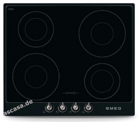 SMEG PI964 B Nostalgie Induktionskochfeld, Rahmen in Schwarz, 60 cm, mit 5 Jahren Garantie!