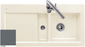 Villeroy & Boch Subway 60 flat, Farbe i4 Graphit, Classicline, Becken rechts oder Becken links