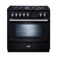 Falcon Professional+ FXP 90, Range Cooker, Gaskochfeld, 90 cm, Farbe Gloss Black, mit 5 Jahren Garantie!