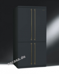 SMEG FQ60CAO Khl-Gefrier-Kombination Side-by-Side, No Frost, Anthrazit/Messing antik, Energieeffizienzklasse A+, mit 5 Jahren Garantie!
