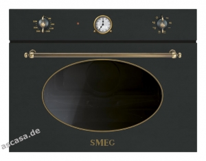 SMEG SF4800MAO Nostalgie Kompakt-Mikrowelle mit Grill, Anthrazit/Messing antik, mit 5 Jahren Garantie!