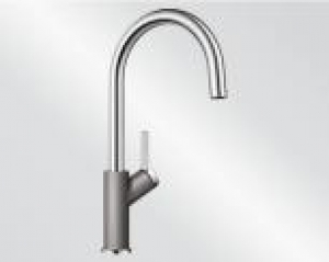 Blanco Carena Armatur, Silgranit-Look zweifarbig, Hochdruck Festauslauf, Farbe alumetallic/chrom, 520973