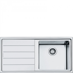 Smeg LFT100S Einbau-Sple, 100 cm, Edelstahl, Flachrahmen, Becken rechts