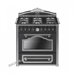 SMEG CC9GASD Kochzentrum, Gaskochfeld, Anthrazit Silber antik, 90 cm, EEK: B, mit 5 Jahren Garantie!