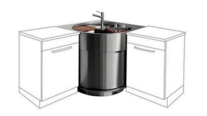 Rieber waterstation round Eck 970, Edelstahl, 1021011