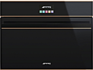 SMEG SF4604MCNR, Einbau-Kompakt-Mikrowellenbackofen, schwarz, Profilleisten Kupfer, mit 5 Jahren Garantie!