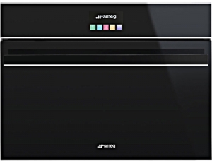 SMEG SF4604MCNX, Einbau-Kompakt-Mikrowellenbackofen, schwarz, Profilleisten Edelstahl, mit 5 Jahren Garantie!