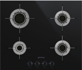 SMEG PVL664CN Gas-Glaskeramikkochfeld, Schwarz, C-Schliff, 60cm, mit 5 Jahren Garantie!