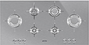 SMEG PXL6106 Gas-Kochfeld, Edelstahl satiniert, 100cm, mit 5 Jahren Garantie!