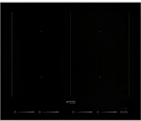 SMEG SIM662WLDX Induktionskochfeld Glaskeramik, schwarz, Profilleisten in Edelstahl, 60cm, mit 5 Jahren Garantie!