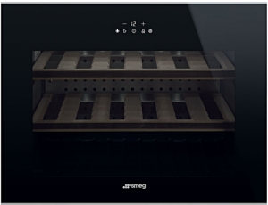 SMEG CVI618NX Weinkhler, Schwarz, Profilleisten Edelstahl, 45 cm, EEK: A+, mit 5 Jahren Garantie!