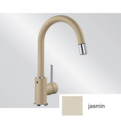 Blanco Mida-S Silgranit-Look, Armatur, Hochdruck Zugauslauf Schlauchbrause, Farbe jasmin, 521458