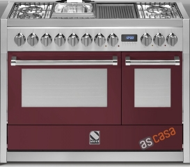 Steel Genesi 120, Rangecooker, 120 cm, Combisteam, Farbe Bordeauxrot, G12SF-6TBR, mit 5 Jahren Garantie!