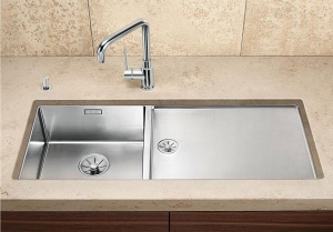 Blanco Claron 400/550-T-U, Hauptbecken links, Steelart, InFino Ablauf, 521601