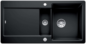 Blanco Idento 6 S Keramik PuraPlus, Farbe schwarz, InFino Ablauf, 522128