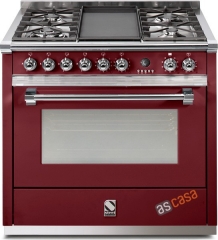 Steel Ascot 90, Rangecooker, 90 cm, Combisteam, Farbe Bordeauxrot, A9S-6WBR, mit 5 Jahren Garantie!