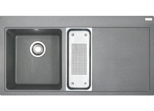 Franke Mythos MTG 651-100 Einbausp�le, Fragranit+, Farbe Steingrau, Druckknopfventil, 114.0476.968