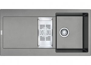 Franke Maris MRG 651 Fragranit+, Einbausple, Druckknopfventil, Farbe Steingrau, 114.0477.260