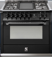 Steel Ascot 90, Rangecooker, 90 cm, Combisteam, Farbe Schwarz, A9S-4BBA, mit 5 Jahren Garantie!