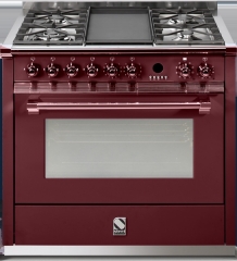 Steel Ascot 90, Rangecooker, 90 cm, Multifunktion, Farbe Bordeauxrot, A9F-4BBR, mit 5 Jahren Garantie!
